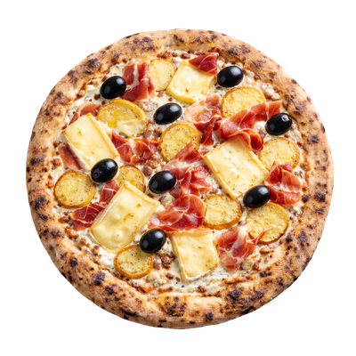 La Raclette - Crème fraîche, olives, pomme de terre, jambon de pays, fromage à raclette