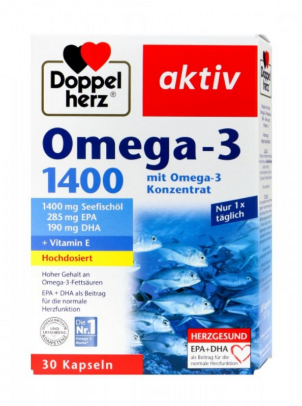 Doppelherz雙心 Omega-3 魚油1400 毫克 30 入