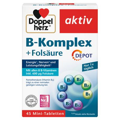 多寶雙心Doppelherz B-Komplex + Folsäure, 45 入