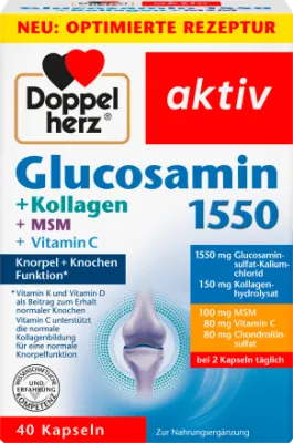 Doppelherz雙心多寶關節膠原 DGlucosamin 1550 Kollagen MSM Vitamin C Kapseln 40 入, 45,6 g