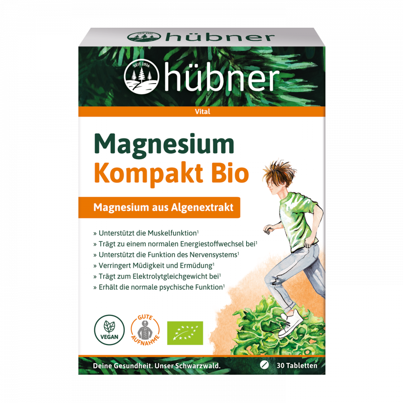 hübner® Magnesium Kompakt 純素藻類萃取有機鎂 Bio 30入