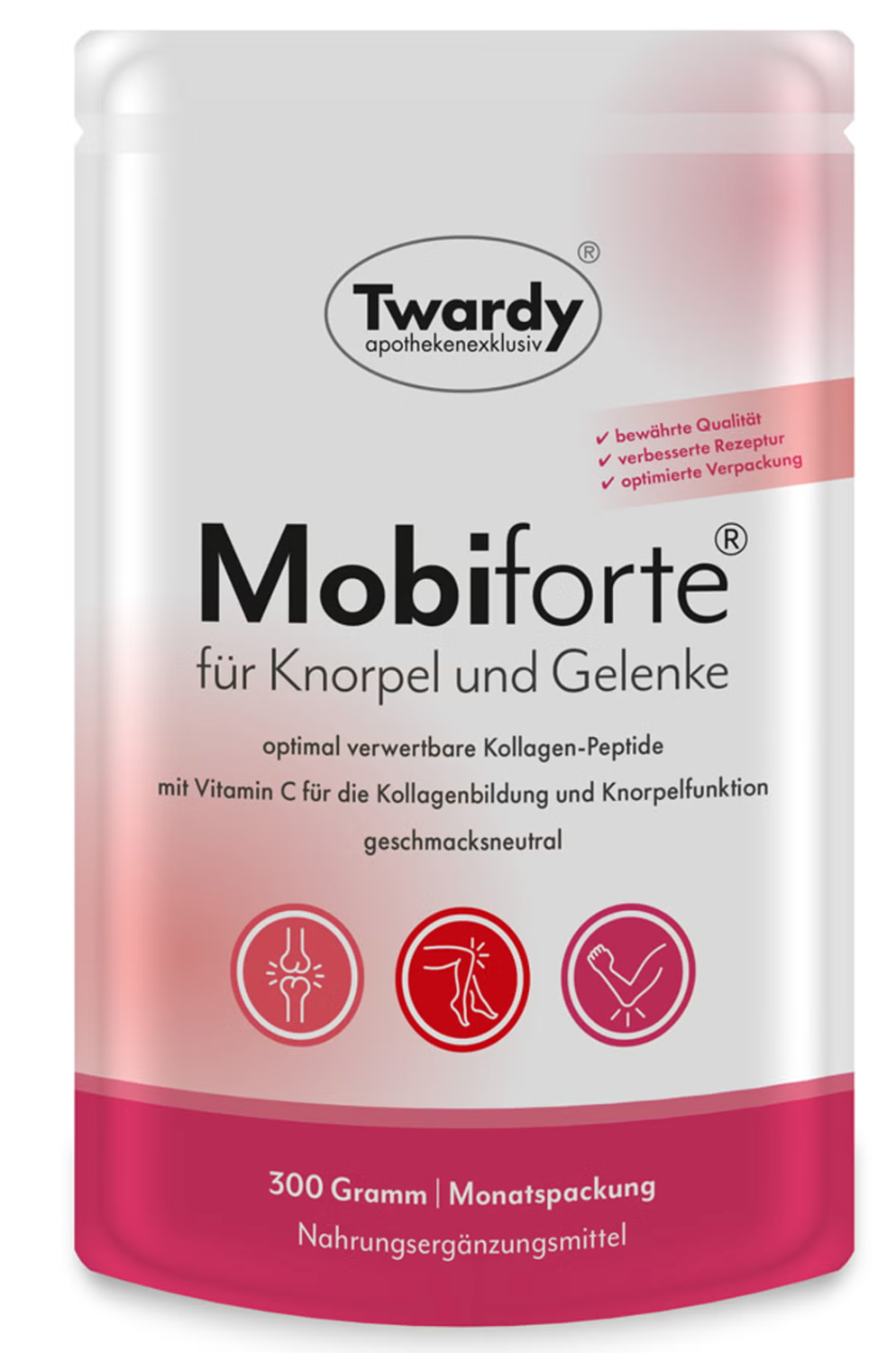 MOBIFORTE 膠原蛋白和維生素 C 粉末 mit Hydrolysat und Vitamin C Pulver 軟骨和關節  300g