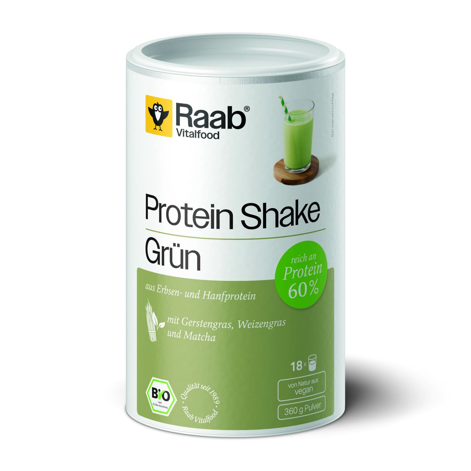 Raab Raab Vitalfood 有機蛋白奶昔 綠色 蛋白質含量為Bio Protein Shake Grün 360g