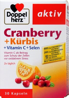 Doppelherz雙心 蔓越莓+南瓜籽 維生素 C 和硒Cranberry + Kürbis Kerne,30 粒