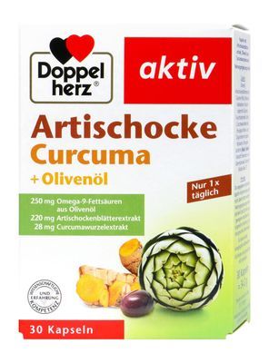 Doppelherz雙心 朝鮮薊 + 橄欖油 + 薑黃 Artischocke + Olivenöl + Curcuma, 30 入