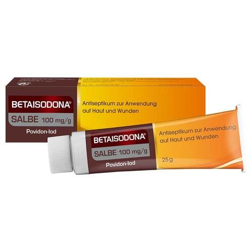 Betaisodona Salbe 倍他索多納含碘軟膏 25 g/ 100g 淺傷口或燒傷，以及潰瘍