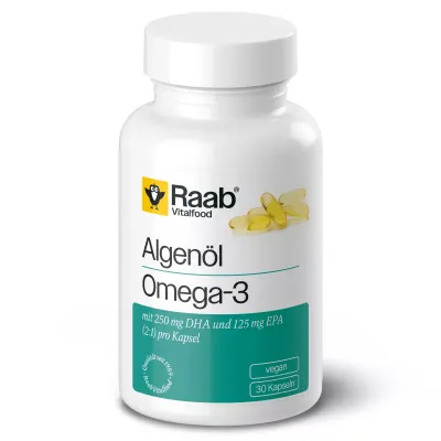 Raab Vitalfood 海藻油 Omega-3 膠囊 Algenöl pflanzlich Omega-3 DHA (250mg)+EPA 30入