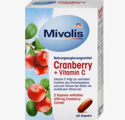 Mivolis  蔓越莓 + 維生素 C 膠囊，60 粒，68 克   Cranberry + Vitamin C Kapseln