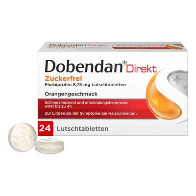 德國包裝 Dobendan Direkt Zuckerfrei Lutschtabletten gegen Halsschmerzen無糖潤喉糖24入舒立效 Strepsils  8.75 毫克含片