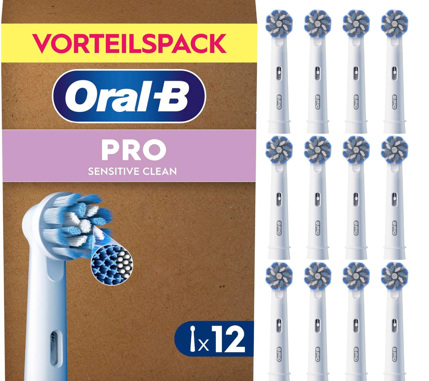 Oral-B 敏感清潔型替換刷頭，白色PRO Sensitive Clean, Weiß, 12 入 優惠包