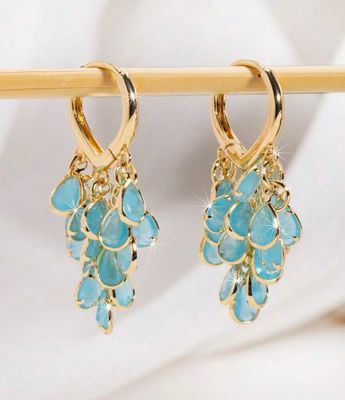 Oorbellen aqua queen