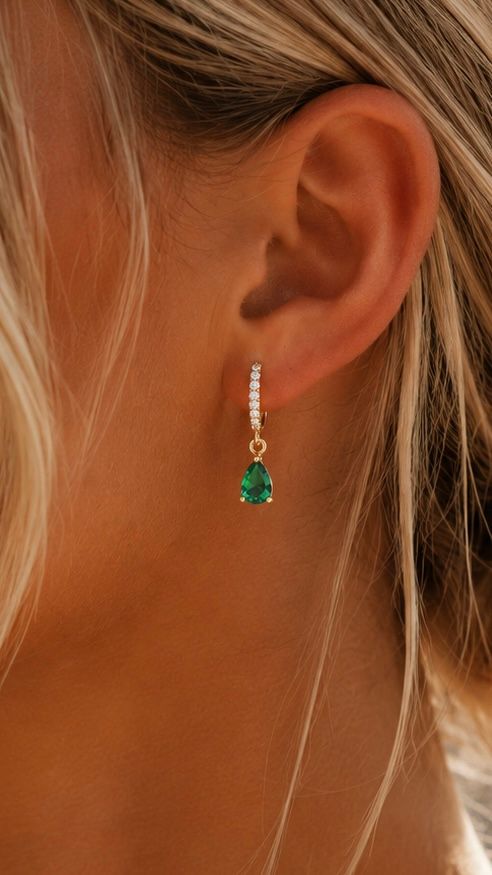 Oorbellen groene waterdruppel
