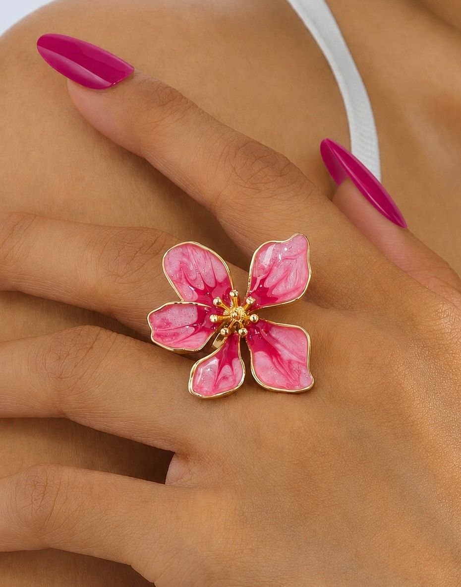 Ring bloem Roze