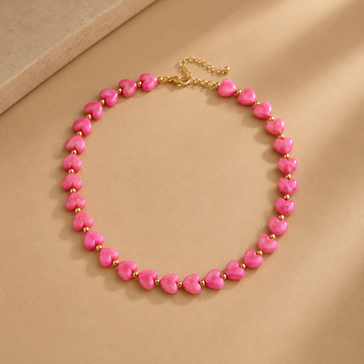 Ketting hot pink heart