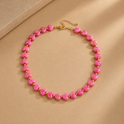Ketting hot pink heart