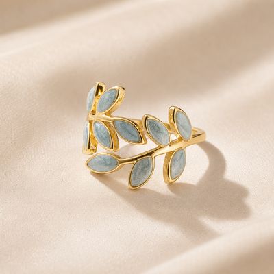Ring blauwe blad one size