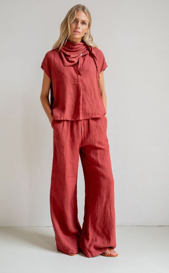 PENN &amp; INK Pantalon bordeaux S26Z844