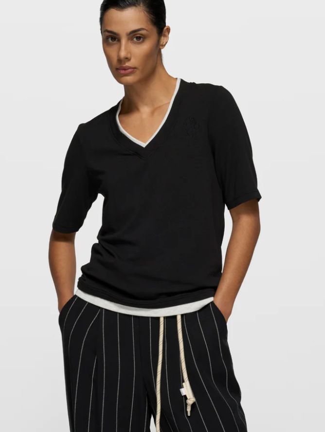 10 DAYS Double layer shirt zwart 20-746-6201