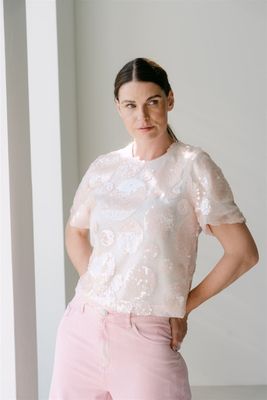AIMEE Pailletten top rose TuluS6