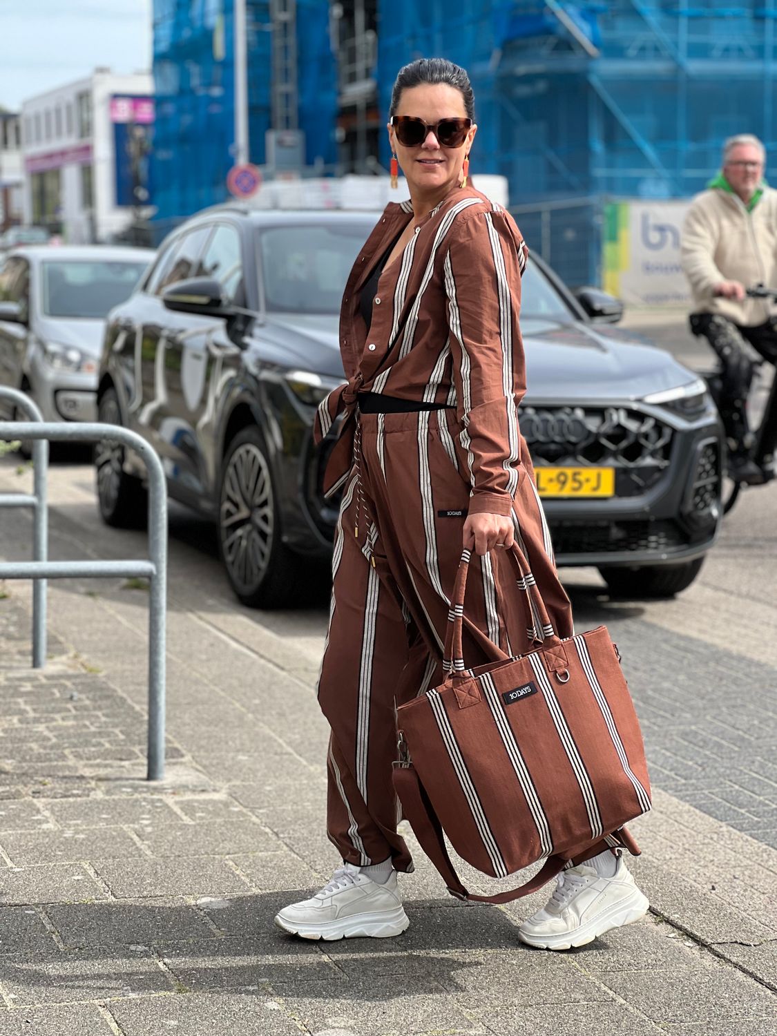 10 Days beach shopper stripes deep brown 20-962-6202