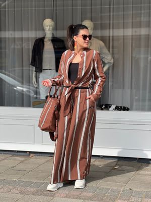 10 Days wide leg pants stripes deep brown 20-034-6202