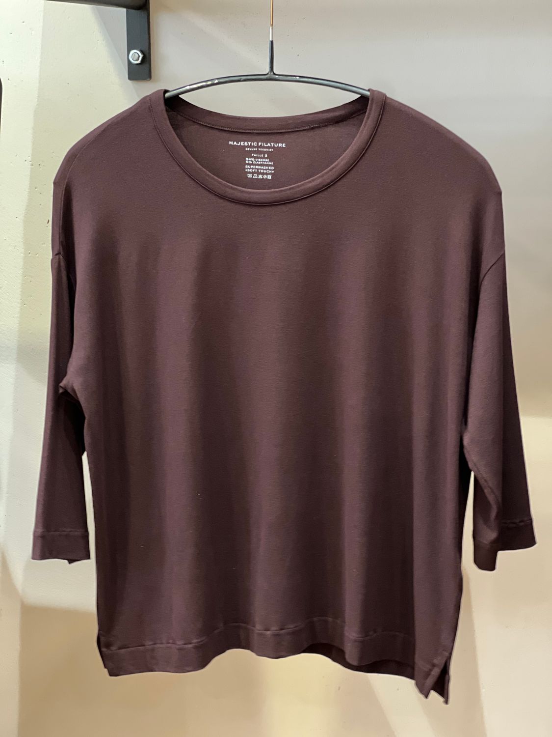 Majestic Filatures Shirt 3/4 mouw aubergine FT1112