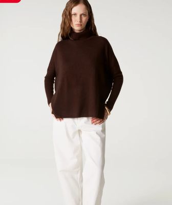 Absolut Cashmere PONCHO ML COL ROULE BROWNIE