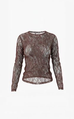 Aimee the Label Tonny Lace round neck LS Brown Tonny Lace round nec