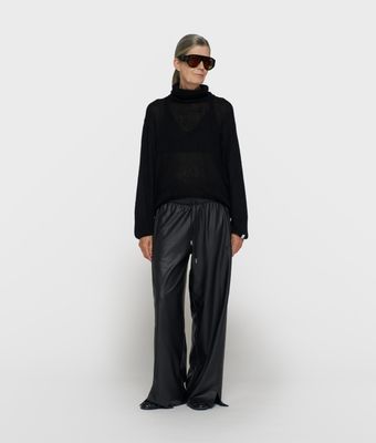 10 Days wide leg PU pants black 20-032-6204