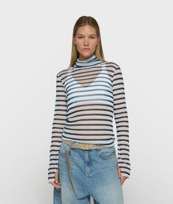 10 Days mesh long sleeve stripes ecru/night sky 20-780-6204