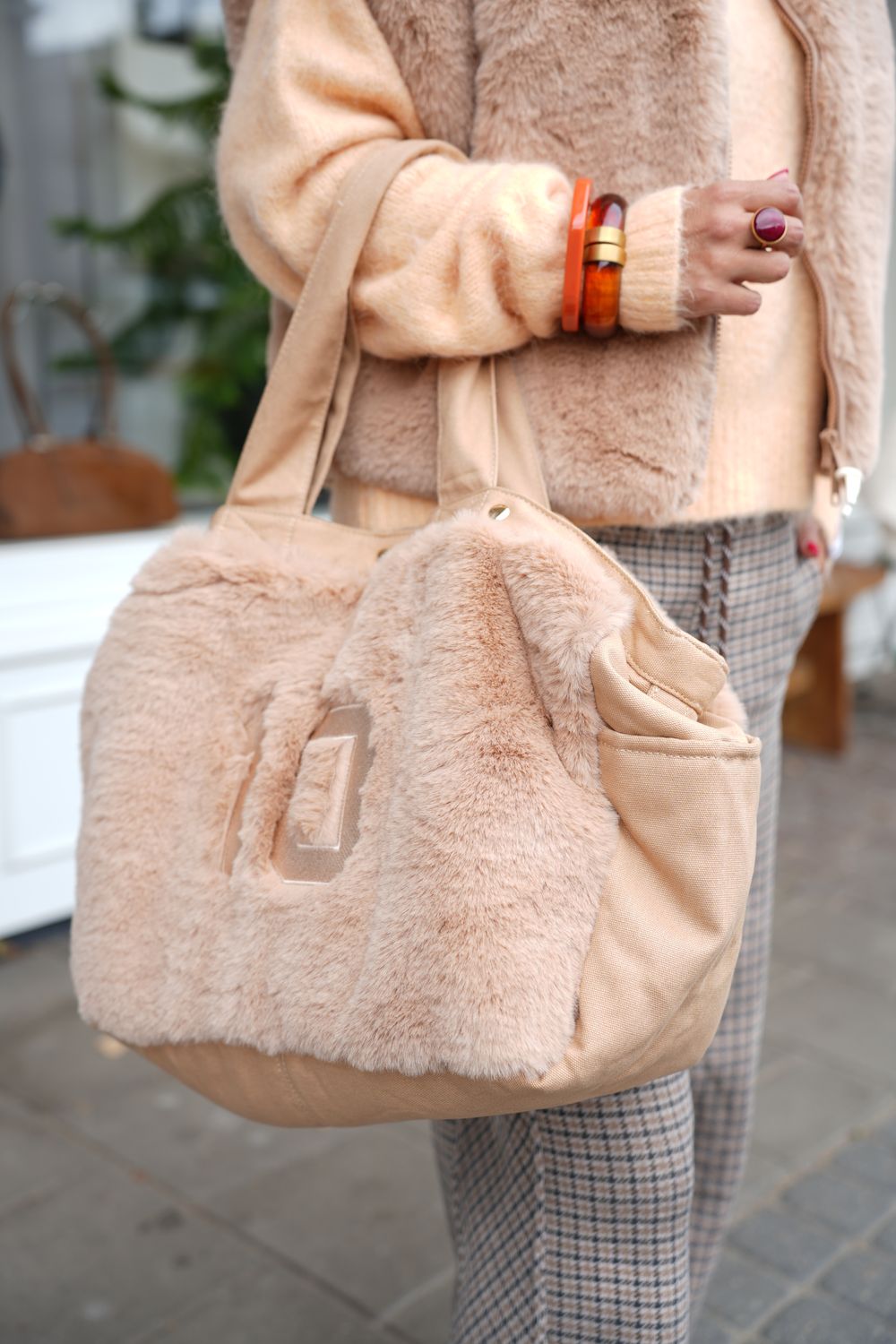 10 Days fluffy shopper grey mango