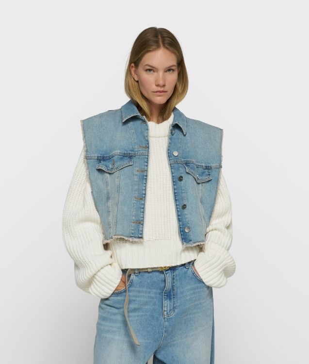 10 Days cropped denim gilet blue denim 20-501-6204