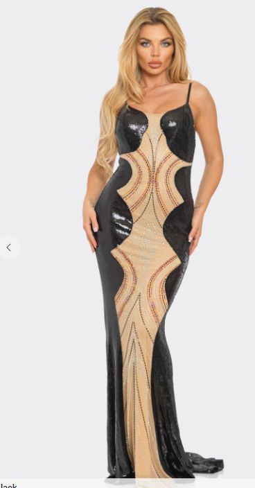 Sequin Rhinestone Embellished Maxi Dress BDQS44222