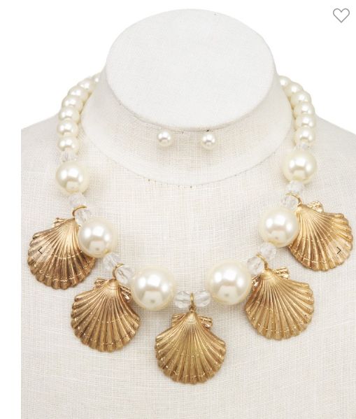 Pearl Shell Bead Collar Necklace Set