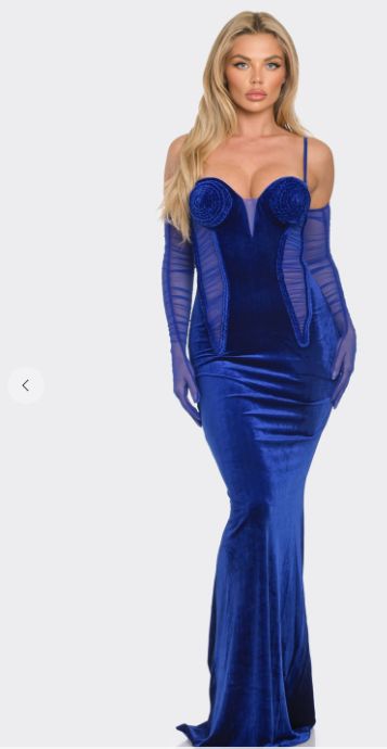 Velvet Braided Rope Maxi Dress