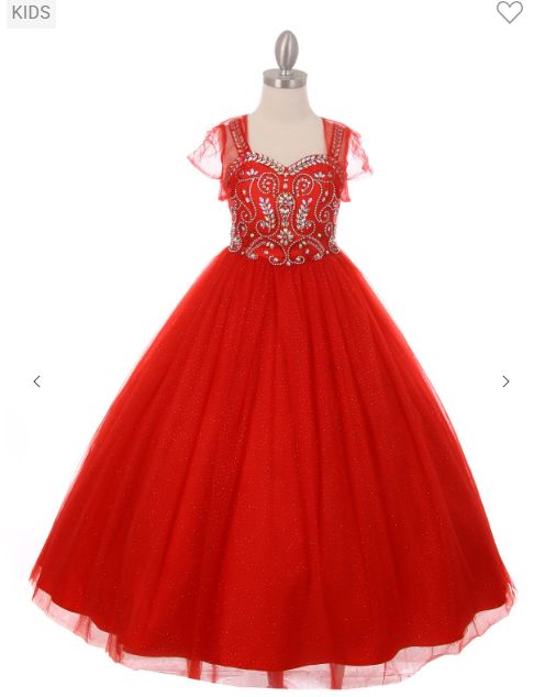 Pageant Hand Crafted Bead Dress With Bolero 5038