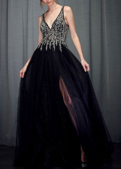 V-NECK, SLEEVELESS, BACKLESS, A-LINE DA335