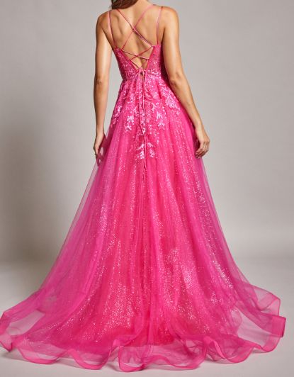 SLEEVELESS, SWEETHEART, A-LINE, CORSET, LACE UP BACK, SLLIT  SP23012