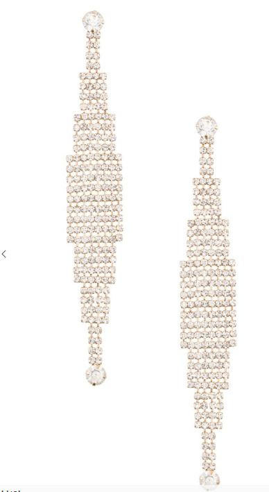 Long Rhinestone Diamond Shape Evening Earring