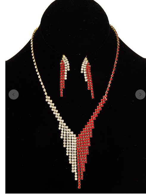 Two Tone Fringe Necklace Set