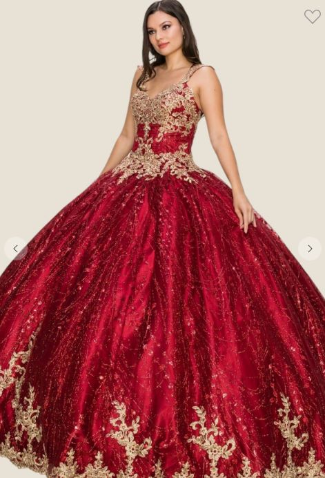 Sequin Lace Gold Coil Ballgown Dress 8024J-BUR