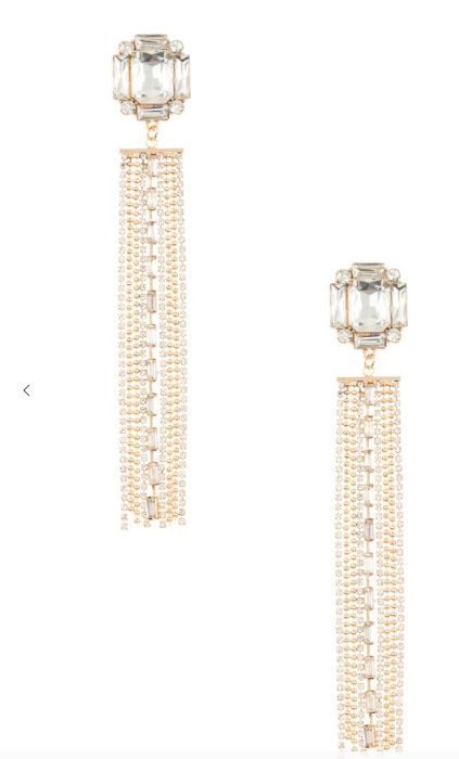 BEADS AND RHINESTONE TASSEL DROP EARRING