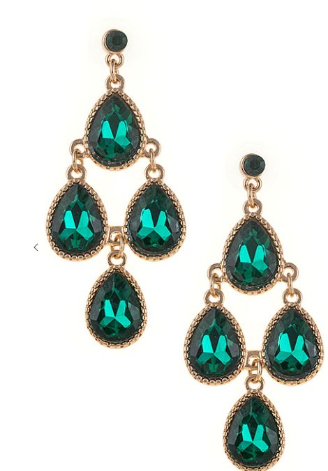 FACETED TEARDROP LINK GEM DANGLE EARRING