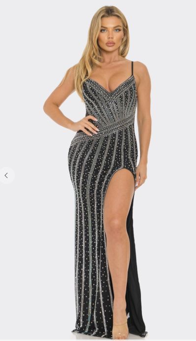 Rhinestone V-neck Sleeveless Maxi Dress BCCDS62623 W