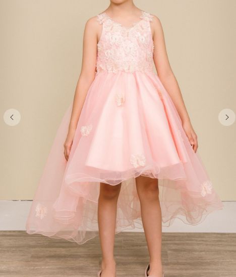 Elegant 3d Floral Butterfly High-low Dress 9210