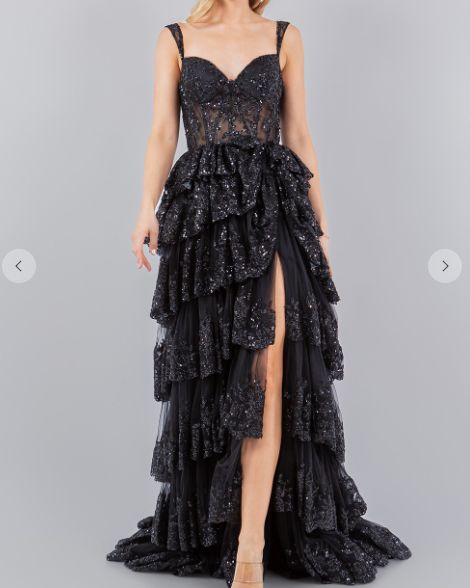 Ruffle Dresses 8093J-BLACK