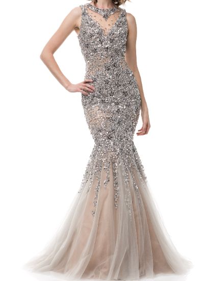 SCOOP NECK, SLEEVELESS, BACKLESS, MERMAID SR12110