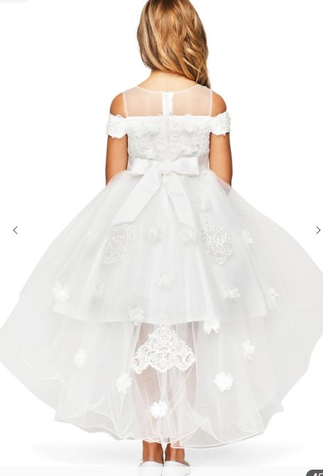 High And Low Flower Embed Tulle Dress 9119