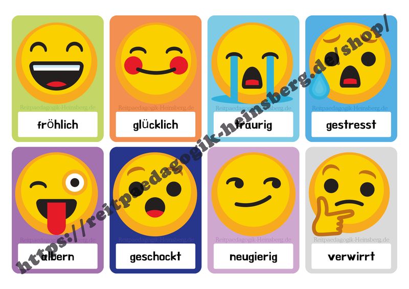 Liebevoll gestaltete Gefühlskarten Gefühlskarten Blatt 2