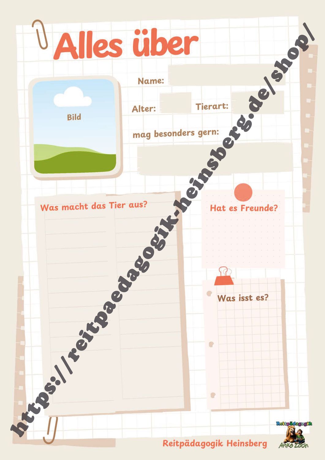 Tierischer Steckbrief Blatt 1